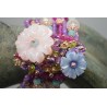 Bracciale in argento rosaro con fiori di calcedonio e quarzo rosa