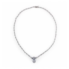 Tennis necklace with cubic zirconia center drop