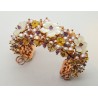 Bracciale in argento rosato con fiori di madreperla e quarzi, perle fantasy coltivate in acqua dolce e ametiste