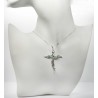 Cross in white gold with emeralds and diamonds