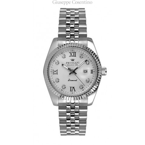 Watch steel woman with bright, white dial.