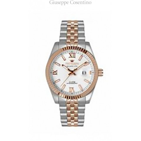 Watch two-tone steel lady, rose gold, white dial.