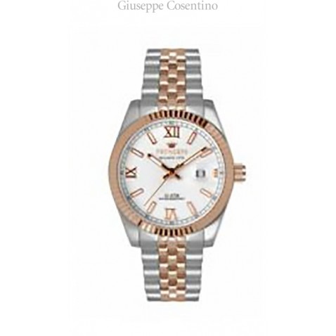 Watch two-tone steel lady, rose gold, white dial. Watch two-tone steel lady, rose gold, white dial.