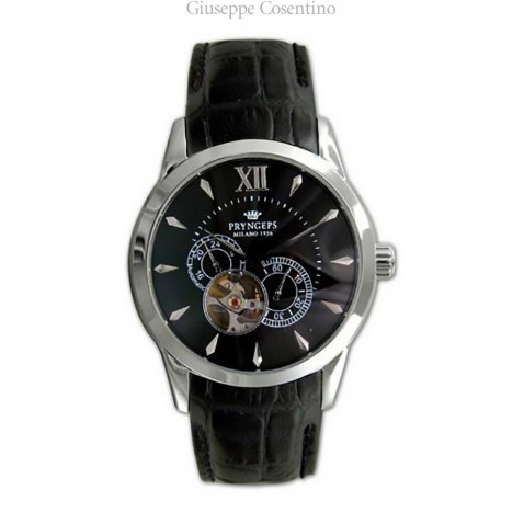 Pryngeps Watch Automatic Men's stainless steel, black dial.