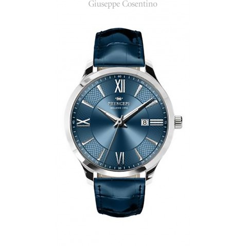 Pryngeps Men's watch in steel, blue dial.