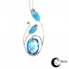 Pendant in white gold with blue topaz and brillant