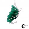 Butterfly pendant in white gold with diamonds and jade wings