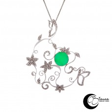 gold pendant flowers and butterflies with Chrysoprase