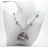 Collier in argento bianco e rosa 925 millesimi con acqua marina milk, labradorite e quarzo rosa