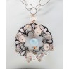 Collier in argento bianco e rosa 925 millesimi con acqua marina milk, labradorite e quarzo rosa