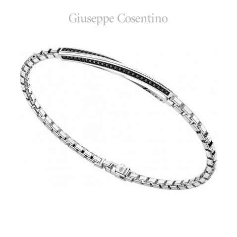 Zancan, Insignia Men's Bracelet in silver and blacks spinels