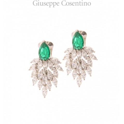 Ultima Edizione, Orecchino gocce bianche e centrale verde Ultima Edizione, Orecchino gocce bianche e centrale verde