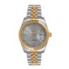 Pryngeps Orologio da donna, in acciaio bicolore, gold quadrante azzurro