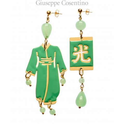 LEBOLE, kimono smaltato grande verde/verde