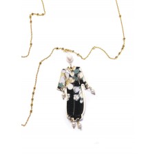 LEBOLE, kimono silk large pearl necklace and silver