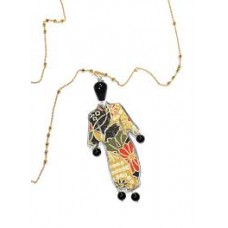 LEBOLE, kimono silk necklace and big silver