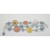 Bracciale in argento bianco, rosa, giallo 925 millesimi con acquamarina milk e labradorite