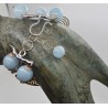 Bracciale in argento bianco, rosa, giallo 925 millesimi con acquamarina milk e labradorite