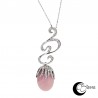 White gold pendant with pink opal and brillant