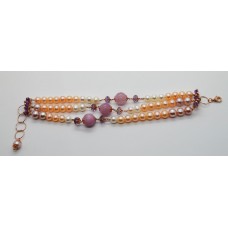 Bracciale in argento rosa 925 millessimi con perle, ametiste e agate