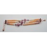 Bracciale in argento rosa 925 millessimi con perle, ametiste e agate