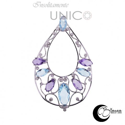gold pendant with amethyst, topaz and diamonds gold pendant with amethyst, topaz and diamonds