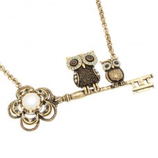 Alcozer Necklace "Owls on key"