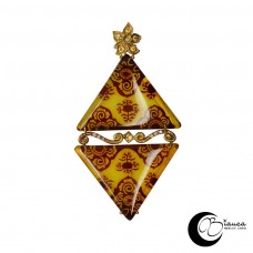 gold pendant with amber and diamonds