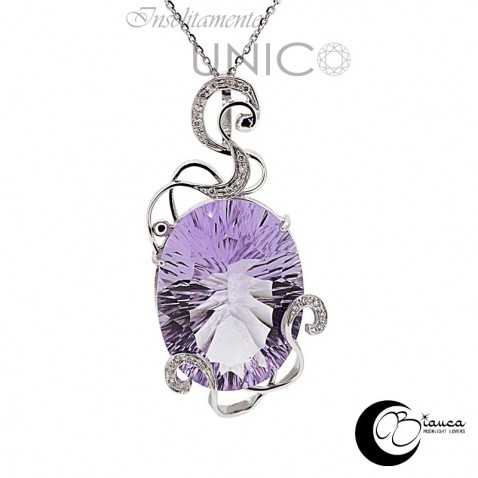 gold pendant with amethyst and diamonds