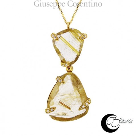 Ciondolo oro con Quarzo e brillanti Ciondolo oro con Quarzo e brillanti