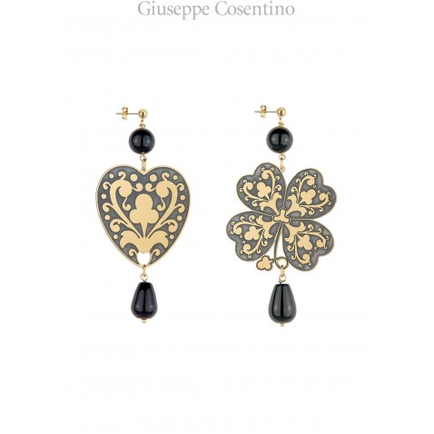 LEBOLE, clover and Heart Earrings