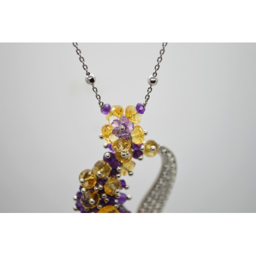Collier in argento bianco 925 millesimi con quarzi citrini e ametista