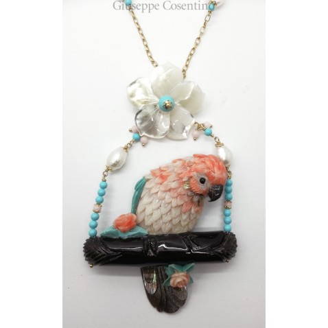 Coral parrot necklace Coral parrot necklace