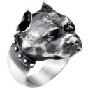 Anello con pitbull in argento