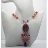 Collier in argeto rosa 925 millesimi, con ametiste e agate