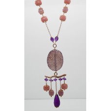 Collier in argeto rosa 925 millesimi, con ametiste e agate