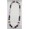 Collier in argento bianco 925 millesimi con ametiste, opale rosa, lapislazzuli