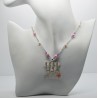 Collier in argento bianco 925 millesimi con fiore di madreperla rosa