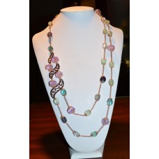 Collier in argento rosa 925 millesimi con ametiste e fluorite