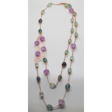 Collier in argento rosa 925 millesimi con ametiste e fluorite