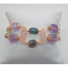 Bracciale con argento 925 millesimi con ametiste e fluorite