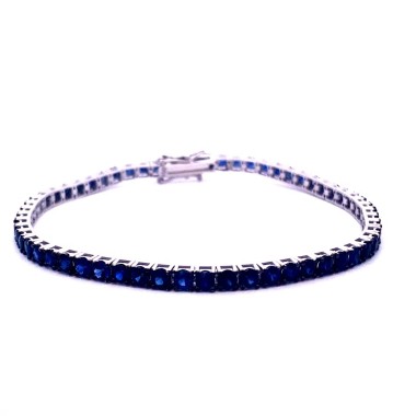 Bracciale Tennis con Zaffiri Naturali in Oro Bianco