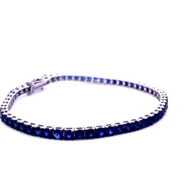 Bracciale Tennis in Oro Bianco con Zaffiri Naturali 7,41 ct