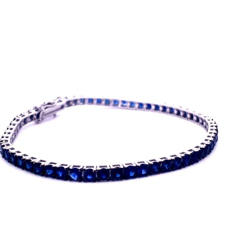 Bracciale Tennis con Zaffiri Naturali in Oro Bianco