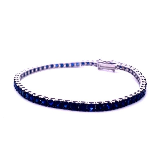 Bracciale Tennis con Zaffiri Naturali in Oro Bianco