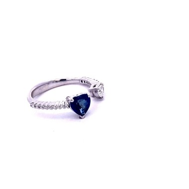 Anello con Zaffiro Cuore, Diamante Cuore e Diamanti Naturali