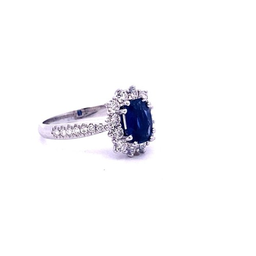 Anello con Zaffiro Cushion e Diamanti Naturali