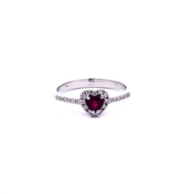 Anello con Cuore di Rubino e Diamanti