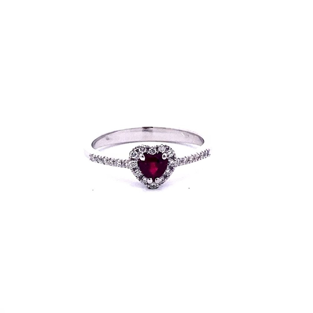 Anello con Cuore di Rubino e Diamanti