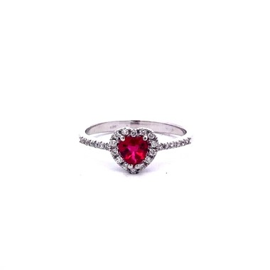 Anello con Rubino Cuore e Diamanti Naturali